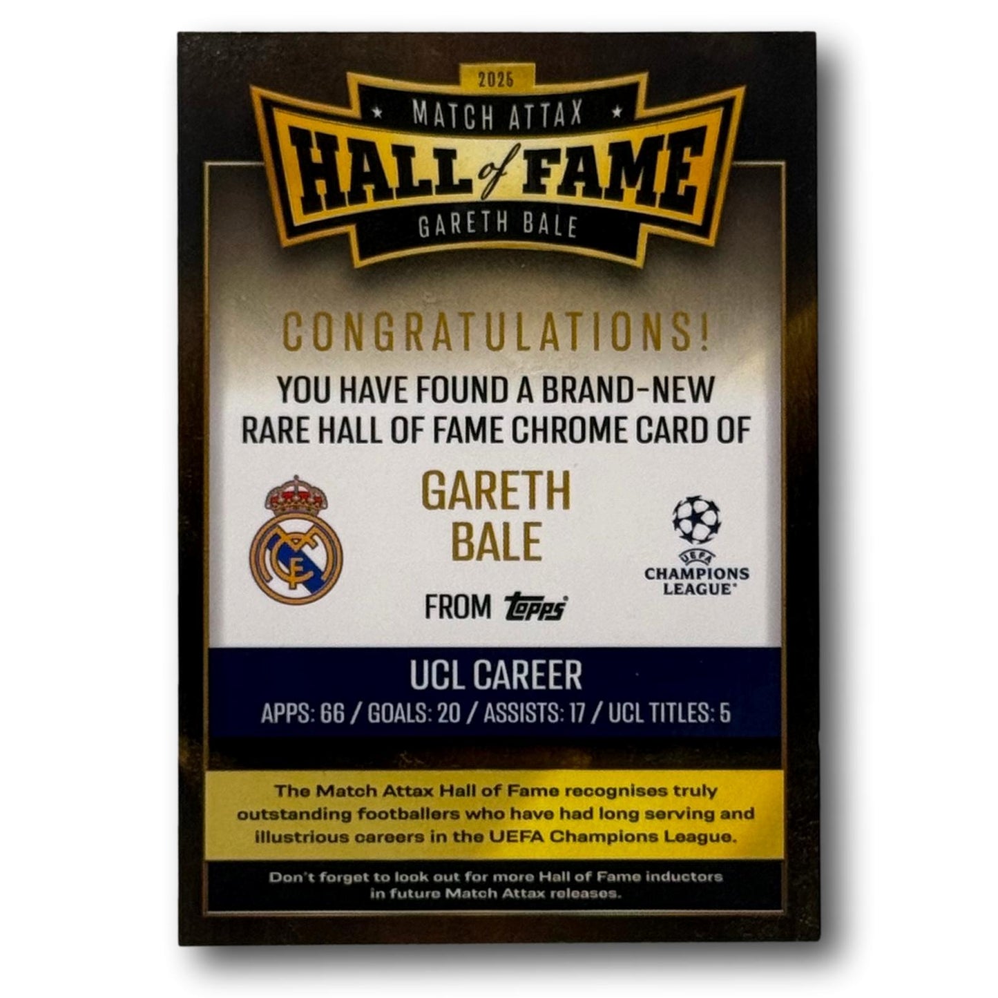 Topps Match Attax 2025/26 - Temple de la renommée - Gareth Bale