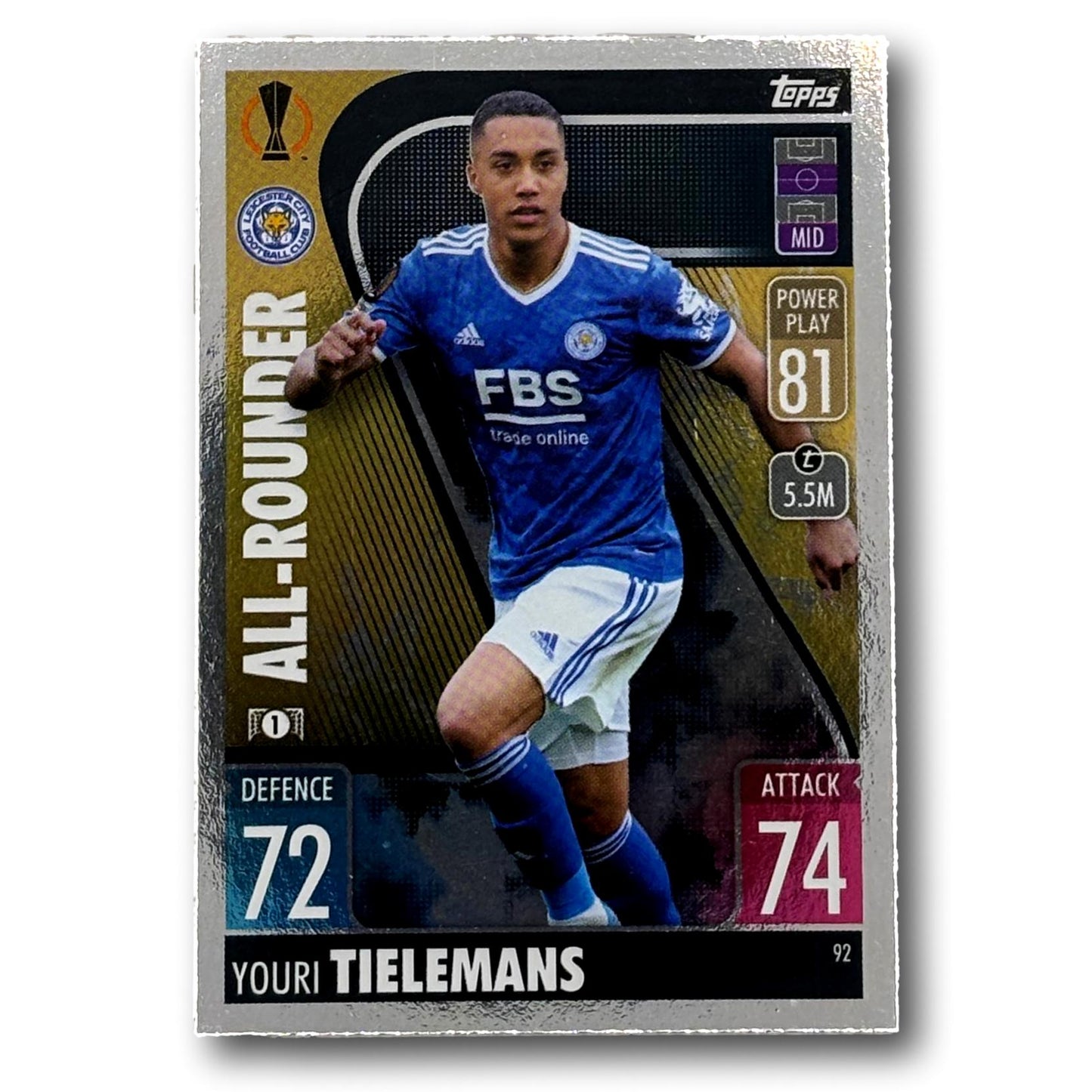 Topps Match Attax 2021/22 - Joueur polyvalent - Youri Tielemans